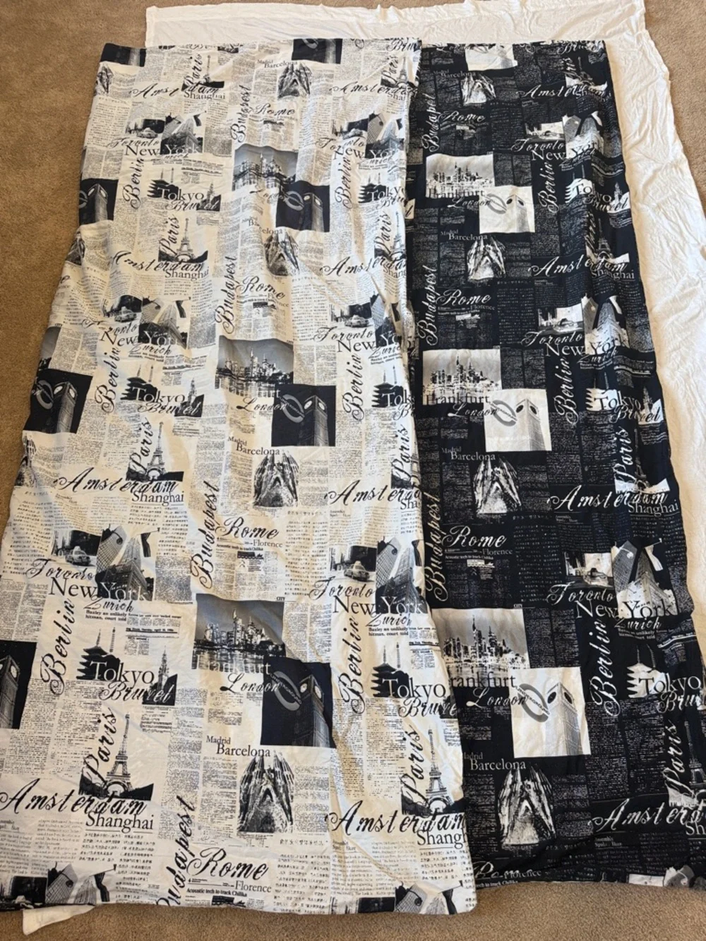 ALAMODE Home Bedlam Passport King Mini Set Travel Print Duvet Cover & 2 shams